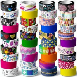 40 Rolls Washi Tape Set - 15 mm Wide Colored Masking Tape for Kids,Decorative